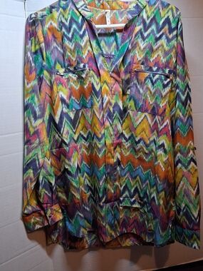 Live 4 Truth Multicolor Zigzag Print Long Sleeve Blouse